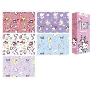 safta hello kitty and friends expositor con 50 rollos de papel regalo medidas del rollo 70x200cm 5 patrones diferentes 30.5x71x15.5cm colores surtidos