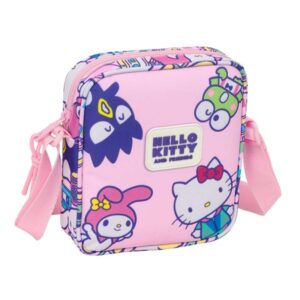 safta hello kitty and friends bolsito con bandolera ajustable compacto cierre con cremallera 16x18x4cm color rosa