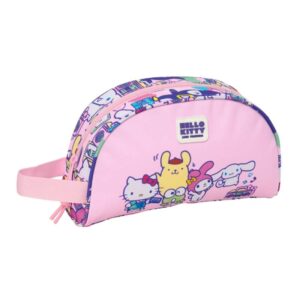 safta hello kitty and friends neceser adaptable a carro asa de mano lateral bolsillo interior con cremallera 26x16x9cm color rosa