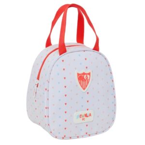 safta sevilla fc bolsa preescolar isotermica asa de mano cremallera 19x22x14cm color blanco y rojo