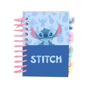 safta stitch bloc de notas formato a7 80 hojas de 80 g/m2 espiral tapas duras 4 separadores interiores 7.4x10.5cm color azul pastel