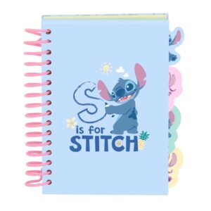 safta stitch bloc de notas formato a6 80 hojas de 80 g/m2 espiral tapas duras 4 separadores interiores 10.5x14.8cm color azul pastel