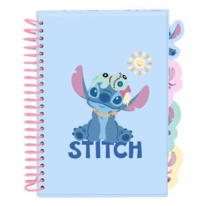 safta stitch bloc de notas formato a5 80 hojas de 80 g/m2 espiral tapas duras 4 separadores interiores 14.8x2.1cm color azul pastel