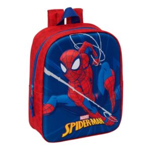 safta spider man mochila guarderia 3d 6l cremallera asa de mano 22x27x10cm color rojo y azul