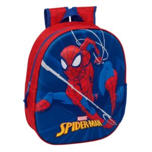safta spider man mochila 3d portabotellas hombreras acolchadas asa de mano superior 27x33x10cm color rojo y azul