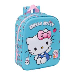 safta hello kitty mochila guarderia 3d 6l cremallera asa de mano 22x27x10cm color azul claro