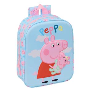 safta peppa pig mochila guarderia 3d 6l cremallera asa de mano 22x27x10cm color azul pastel