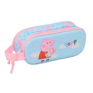 safta peppa pig portatodo 3d 2 compartimentos con cremallera asa lateral capacidad 1l 21x8x6cm color azul pastel