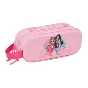 safta barbie portatodo 3d 2 compartimentos con cremallera asa lateral capacidad 1l 21x8x6cm color rosa