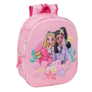 safta barbie mochila 3d portabotellas hombreras acolchadas asa de mano superior 27x33x10cm color rosa