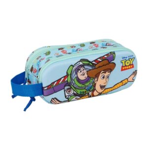 safta toy story portatodo 3d 2 compartimentos con cremallera asa lateral capacidad 1l 21x8x6cm color azul pastel