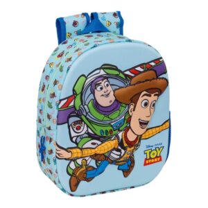 safta toy story mochila 3d portabotellas hombreras acolchadas asa de mano superior 27x33x10cm color azul pastel