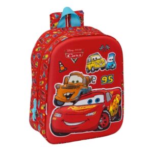 safta cars mochila guarderia 3d 6l cremallera asa de mano 22x27x10cm color rojo
