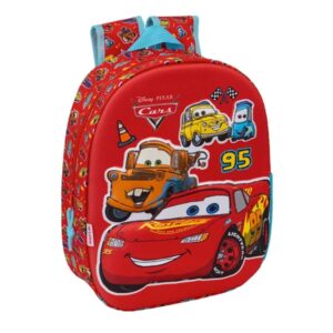 safta cars mochila 3d portabotellas hombreras acolchadas asa de mano superior 27x33x10cm color rojo
