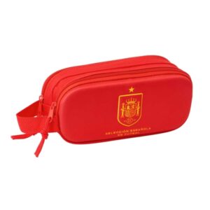 safta seleccion espanola de futbol portatodo 3d 2 compartimentos con cremallera asa lateral capacidad 1l 21x8x6cm color rojo