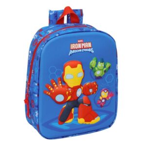 safta iron man mochila guarderia 3d 6l cremallera asa de mano 22x27x10cm color azul oscuro