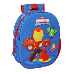 safta iron man mochila 3d portabotellas hombreras acolchadas asa de mano superior 27x33x10cm color azul oscuro