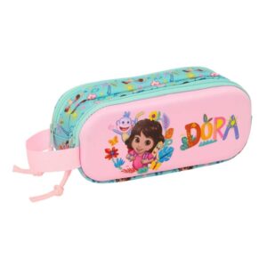 safta dora portatodo 3d 2 compartimentos con cremallera asa lateral capacidad 1l 21x8x6cm color turquesa claro