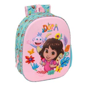 safta dora mochila 3d portabotellas hombreras acolchadas asa de mano superior 27x33x10cm color turquesa claro