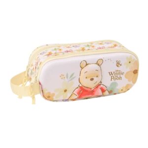 safta winnie the pooh portatodo 3d 2 compartimentos con cremallera asa lateral capacidad 1l 21x8x6cm color amarillo pastel
