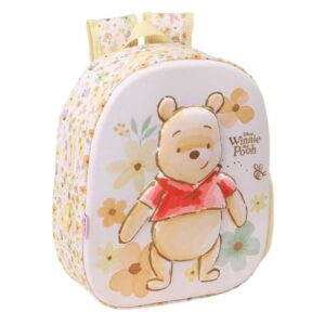 safta winnie the pooh mochila 3d portabotellas hombreras acolchadas asa de mano superior 27x33x10cm color amarillo pastel