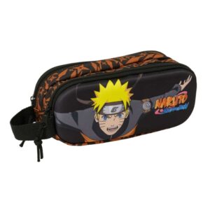 safta naruto portatodo 3d 2 compartimentos con cremallera asa lateral capacidad 1l 21x8x6cm color negro y naranja