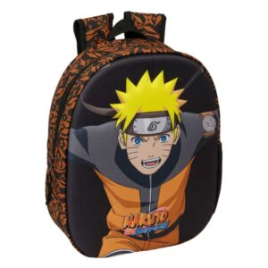 safta naruto mochila 3d portabotellas hombreras acolchadas asa de mano superior 27x33x10cm color negro y naranja