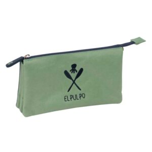 safta el pulpo portatodo 3 compartimentos con cremallera bolsillo interior central 22x12x3cm color verde
