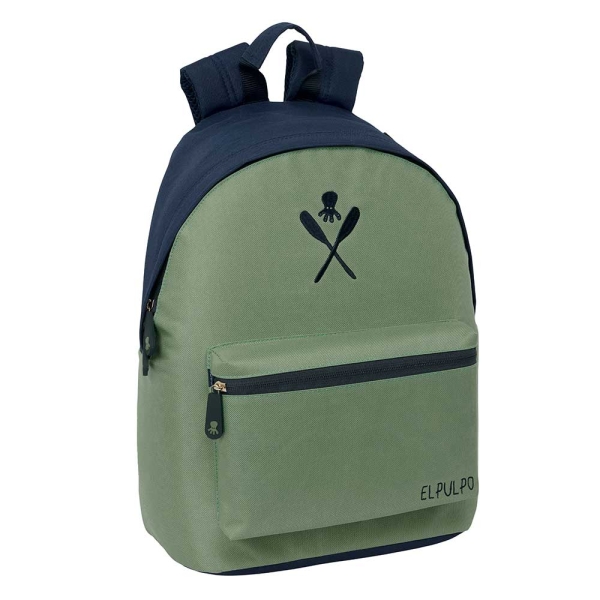 safta el pulpo mochila para portatiles hasta 14.1" bolsillo para tablet hasta 10.6" asa de mano bolsillo frontal acolchada 31x41x16cm color verde