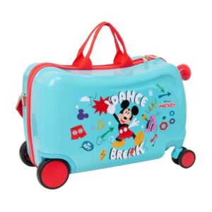 safta mickey mouse baby maleta trolley infantil reposapies bandolera ajustable asas de mano tiradores con ranura para candado interior forrado 44x27x21cm color azul