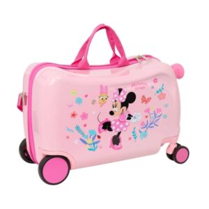 safta minnie mouse baby maleta trolley infantil reposapies bandolera ajustable asas de mano tiradores con ranura para candado interior forrado 44x27x21cm color rosa