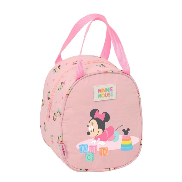 safta minnie mouse baby bolsa isotermica asa de mano cremallera 19x22x14cm color rosa pastel