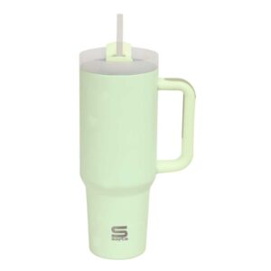 safta vaso con asa termico capacidad 1.2l pajita base antideslizante acero inoxidable doble pared 12h caliente 24h frio 10x26.5cm color menta