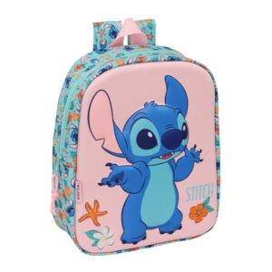 safta stitch mochila guarderia 3d 6l cremallera asa de mano 22x27x10cm color rosa