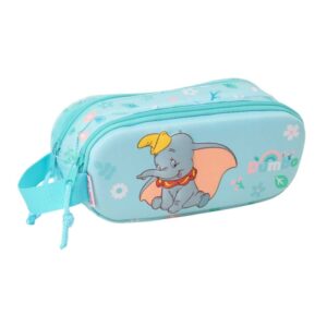 safta dumbo portatodo 3d 2 compartimentos con cremallera asa lateral capacidad 1l 21x8x6cm color azul pastel