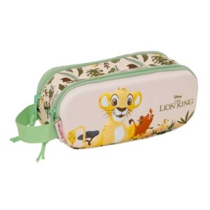 safta el rey leon portatodo 3d 2 compartimentos con cremallera asa lateral capacidad 1l 21x8x6cm color melocoton claro