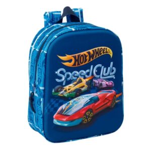 safta hot wheels mochila guarderia 3d 6l cremallera asa de mano 22x27x10cm color azul marino
