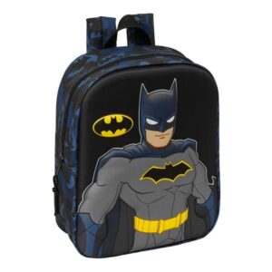 safta batman mochila guarderia 3d 6l cremallera asa de mano 22x27x10cm color negro