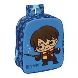 safta harry potter mochila guarderia 3d 6l cremallera asa de mano 22x27x10cm color azul