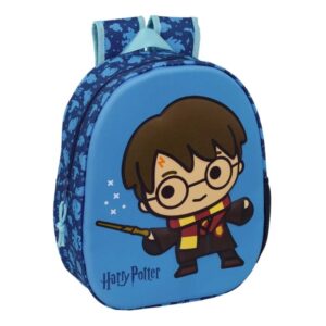 safta harry potter mochila 3d portabotellas hombreras acolchadas asa de mano superior 27x33x10cm color azul