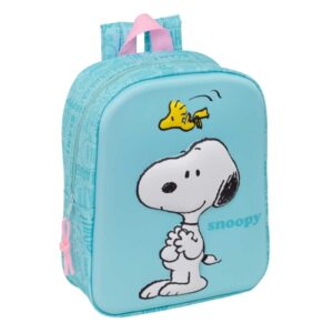 safta snoopy mochila guarderia 3d 6l cremallera asa de mano 22x27x10cm color azul pastel