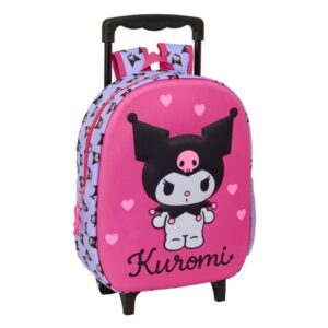 safta kuromi mochila con carro portabotellas hombreras acolchadas asa de mano 27x33x10cm color magenta