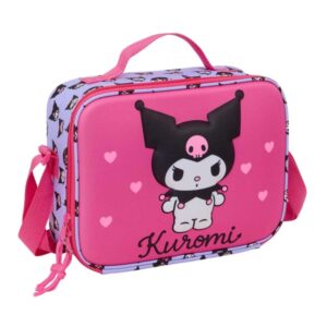 safta kuromi bolsa isotermica porta alimentos frontal 3d cremallera bandolera ajustable asa de mano 25x19.5x9cm color magenta