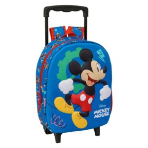 safta mickey mouse mochila con carro portabotellas hombreras acolchadas asa de mano 27x33x10cm color azul oscuro