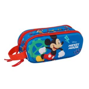 safta mickey mouse portatodo 3d 2 compartimentos con cremallera asa lateral capacidad 1l 21x8x6cm color azul oscuro