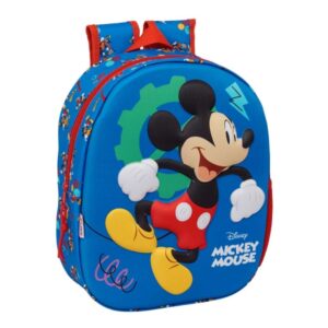 safta mickey mouse mochila 3d portabotellas hombreras acolchadas asa de mano superior 27x33x10cm color azul oscuro