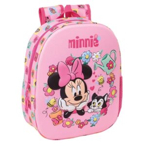 safta minnie mouse mochila 3d portabotellas hombreras acolchadas asa de mano superior 27x33x10cm color rosa