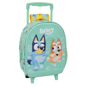 safta bluey mochila con carro portabotellas hombreras acolchadas asa de mano 27x33x10cm color menta