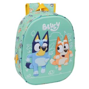 safta bluey mochila 3d portabotellas hombreras acolchadas asa de mano superior 27x33x10cm color menta