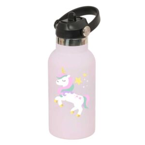 safta unicornio botella isotermica infantil capacidad 350ml tapon roscado con valvula base de silicona asa superior acero inoxidable 12h caliente 24h frio 19.5x7.3cm color lila